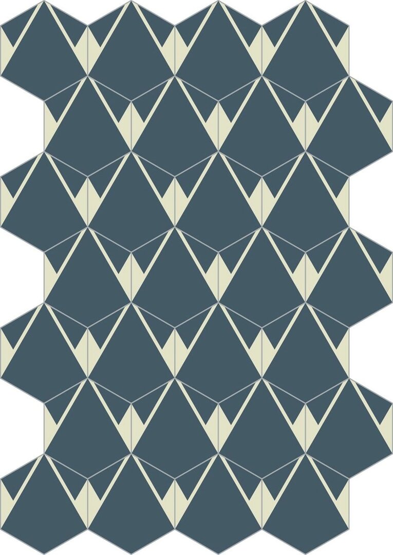 Bisazza cementtegel Hexagon Plisados Mar A 200 x 230