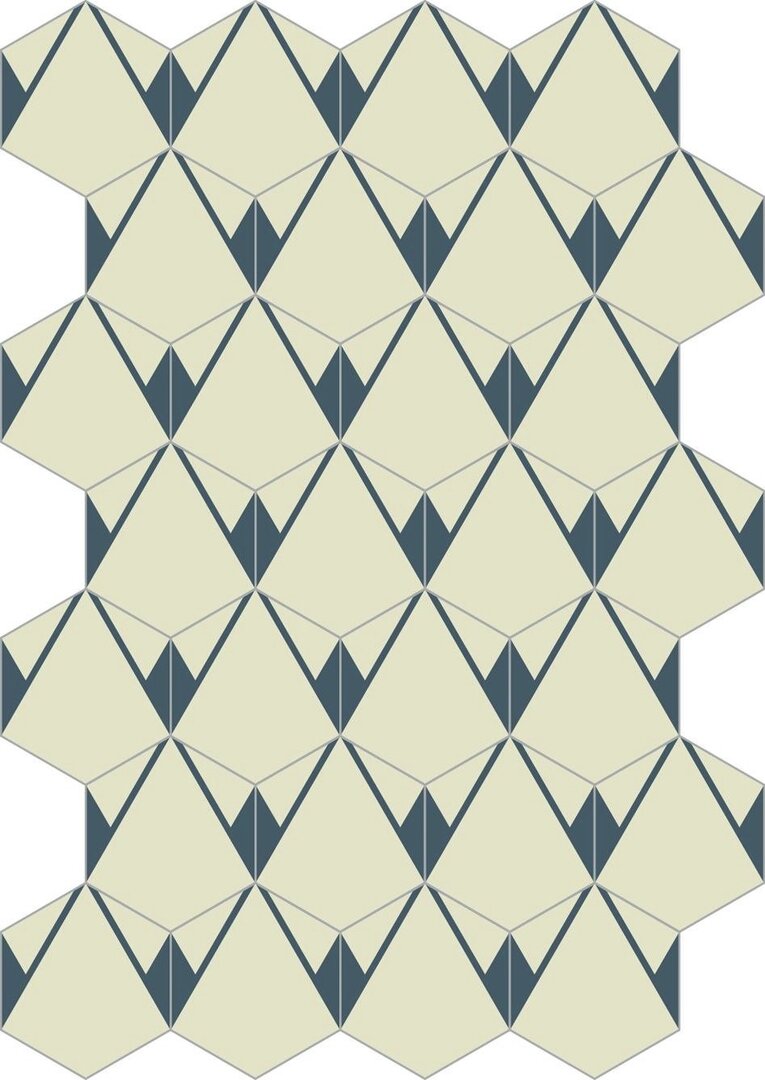 Bisazza cementtegel Hexagon Plisados Topacio A 200 x 230