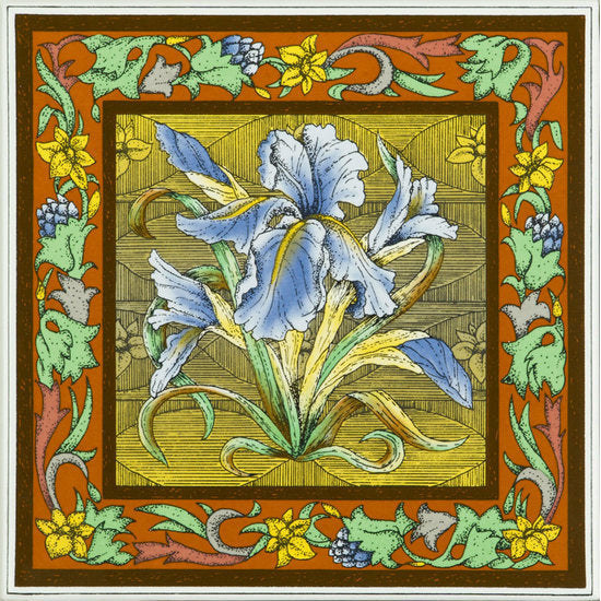 Blue Iris Single tile on Brilliant White, 152 x 152 x 7