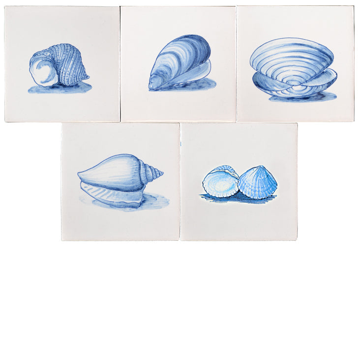 Schelpen Blauw - 130 x 130 set (5 stuks)