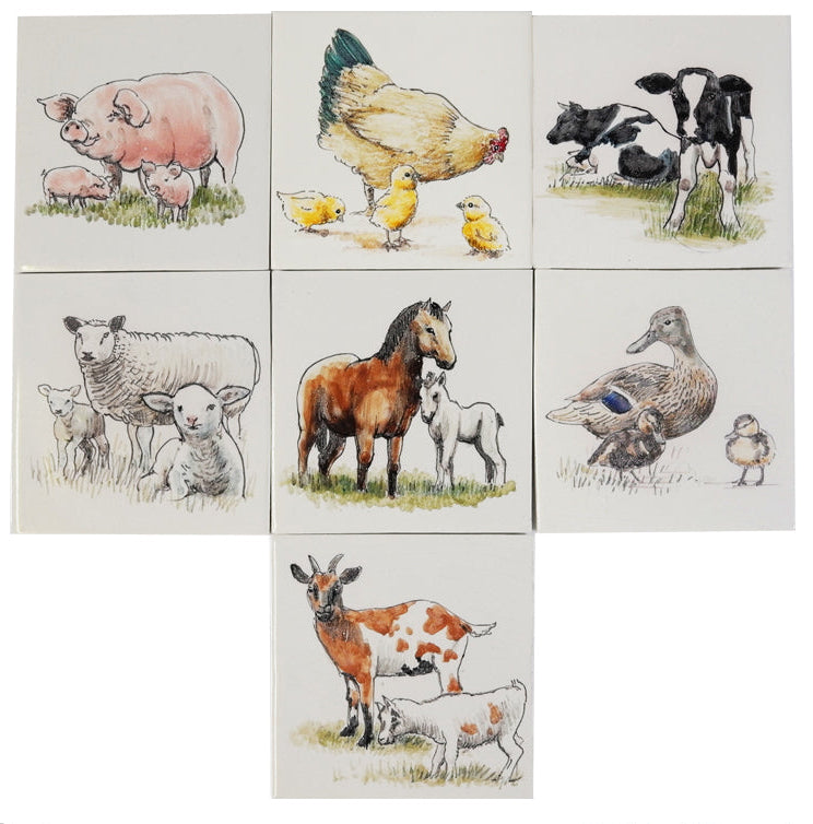 Dieren met jongen 130 x 130 x 8 set (7 stuks)