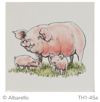 Varkens met jongen 130 x 130 x 8