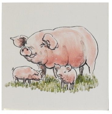 Varkens met jongen 130 x 130 x 8