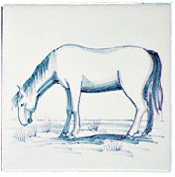 Paard 2 Blauw (Dieren rond de boerderij) 130 x 130