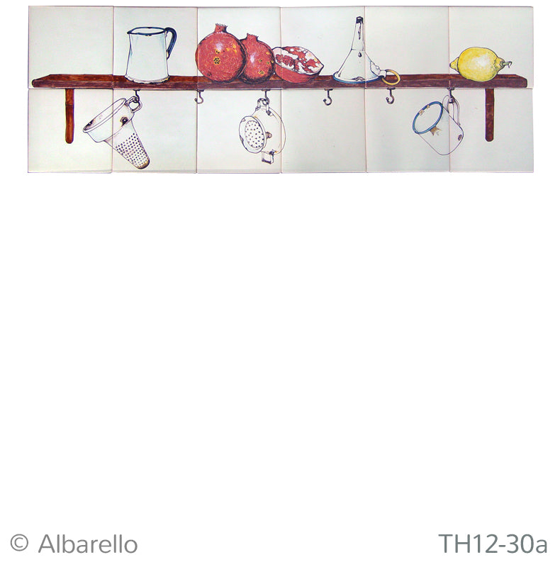 Emailgoed en fruit op plank 260 x 780 x 8