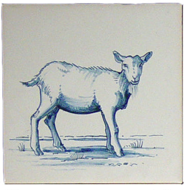 Geit 1 Blauw (Dieren rond de boerderij) 130 x 130 x 8