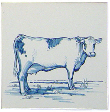 Koe 2 Blauw (Dieren rond de boerderij) 130 x 130