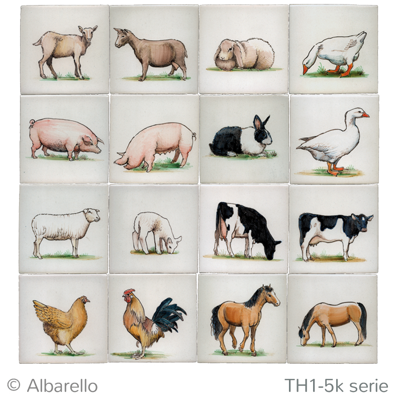 Dieren rond de boerderij 130 x 130 x 8 set (16 stuks)