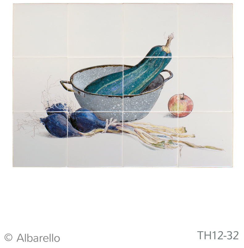 Emailkom met blauwe uien 390 x 520 x 8