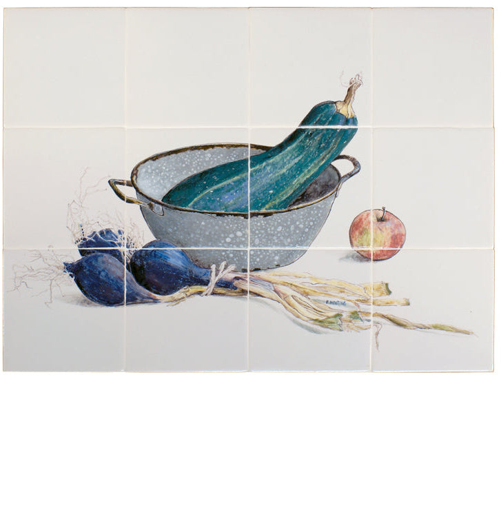Emailkom met blauwe uien 390 x 520 x 8
