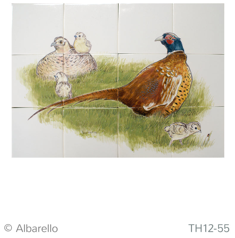 Fazantenpaar met Kuikens 390 x 520 x 8