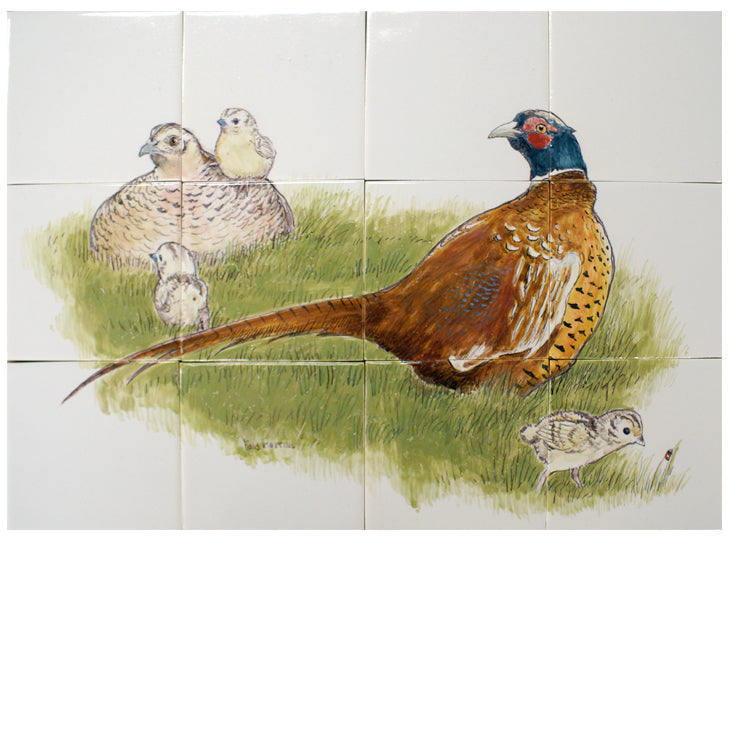 Fazantenpaar met Kuikens 390 x 520 x 8