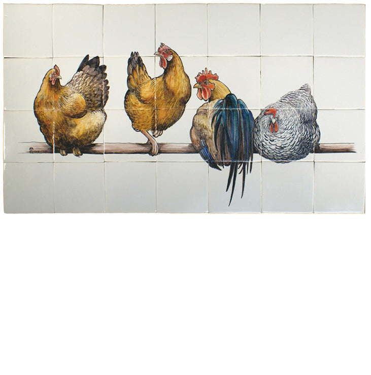 Vier Kippen op Stok 520 x 910 x 8