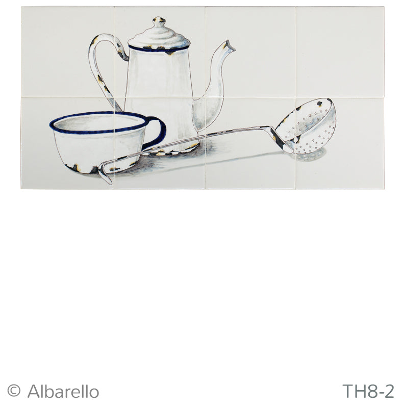 Stilleven met emailgoed 260 x 520 x 8