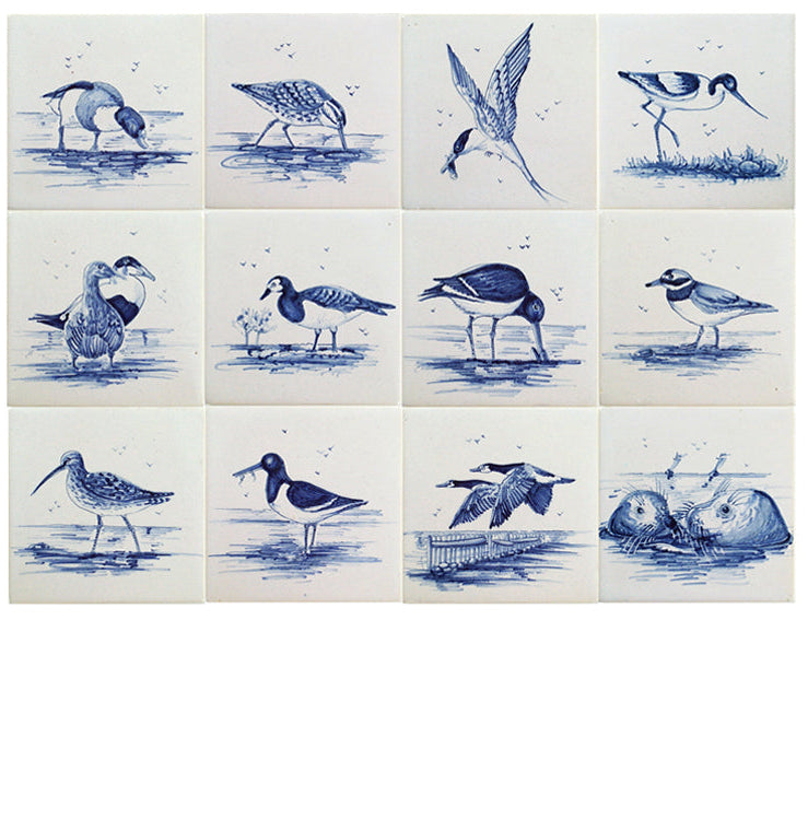 Vogels waddeneiland - 130 x 130 set (12 stuks)