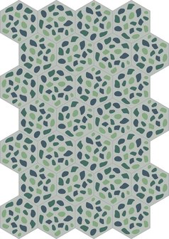Bisazza cementtegel Hexagon Grit Blue 200 x 230