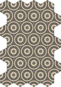 Bisazza cementtegel Hexagon Concentric Tortora 200 x 230