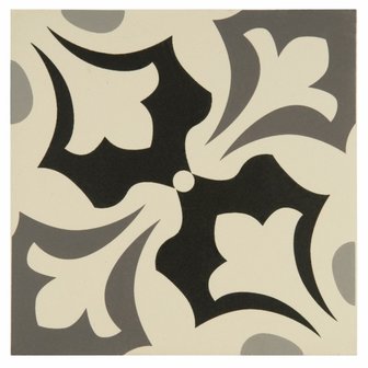 Rococo Light Grey, Dark Grey and Black on White, 151 x 151 x 9