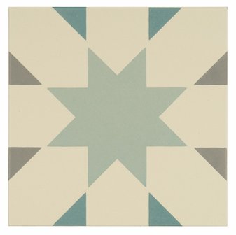 Seville Light Grey, Light Jade and Dark Jade on White, 151 x 151 x 9