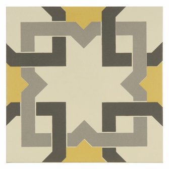 Ottoman Summer Yellow, Light Grey and Dark Grey on White, 151 x 151 x 9