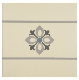 Bohemia Border Light Blue, Light Grey and Dark Grey on White, 151 x 151 x 9