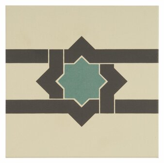 Iberian Border Dark Jade and Dark Grey on White, 151 x 151 x 9