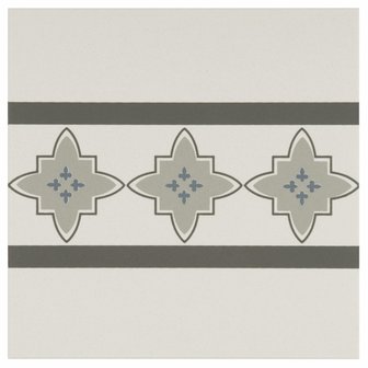 Marrakech Border Light Blue, Light Grey and Dark Grey on Dover White, 151 x 151 x 9