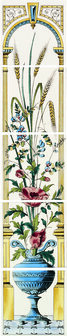 Poppy &amp; Wheatsheaf 5-tile set on Country White, 152 x 152 x 7 per tile