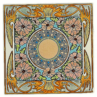 Evening Reverie Single Floral Tile on Country White , 152 x 152 x 7