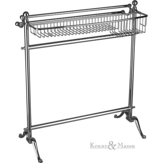 Free Standing Double Towel Rail With Basket