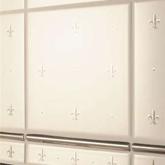 Fleur De Lis Platinum on Brilliant White (2 tile set), 152 x 152 x 7 per tile
