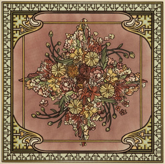 Spring Single Floral Tile on Country White , 152 x 152 x 7