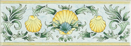 Scallop Shells, Blue &amp; Yellow , 152 x 50 x 7