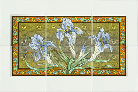 Blue Iris 6-tile panel on Brilliant White, 152 x 152 x 7 per tile