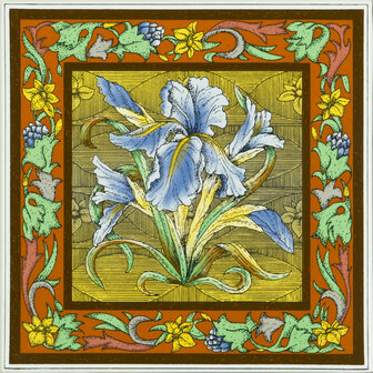 Blue Iris Single tile on Brilliant White, 152 x 152 x 7