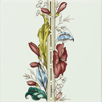 Plant &amp; Urn Border tile (flower RHS) on Brilliant White, 152 x 152 x 7