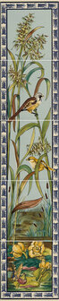 Birds &amp; Butterfly 5-tile set on Country White , 152 x 152 x 7 per tile