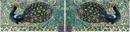 Peacock Border 2-tile set on Brilliant White , 152 x 76 x 7 per tile