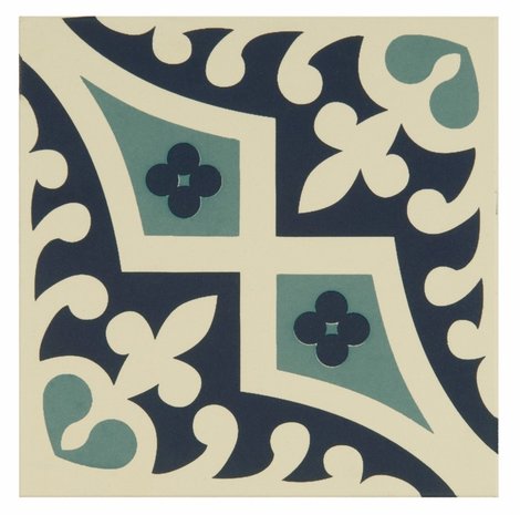 Romanesque Dark Blue and Dark Jade on White, 151 x 151 x 9