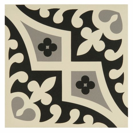 Romanesque Light Grey and Black on White, 151 x 151 x 9