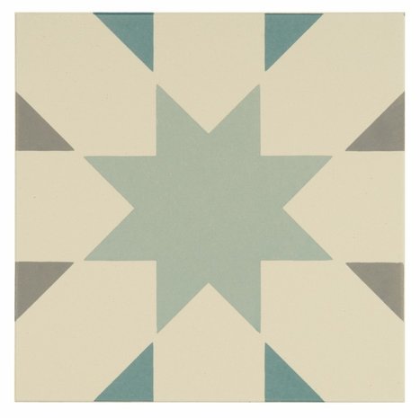 Seville Light Grey, Light Jade and Dark Jade on White, 151 x 151 x 9