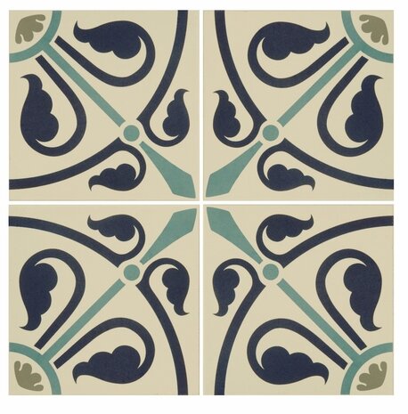 Phoenician Dublin, Dark Blue and Dark Jade on White, 151 x 151 x 9