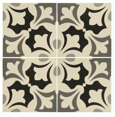 Rococo Light Grey, Dark Grey and Black on White, 151 x 151 x 9