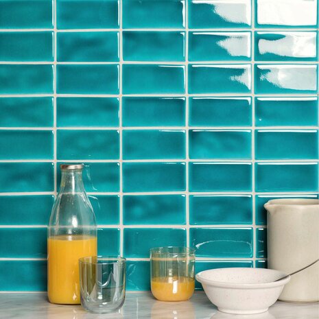 Deep Turquoise Half Tile, 127 x 63 x 10