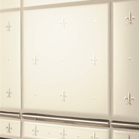 Fleur De Lis Platinum on Brilliant White (2 tile set), 152 x 152 x 7 per tile