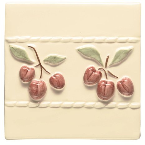 Cherry Border on Off White 105 x 105