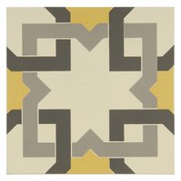 Ottoman Summer Yellow, Light Grey and Dark Grey on White, 151 x 151 x 9