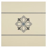 Bohemia Border Light Blue, Light Grey and Dark Grey on White, 151 x 151 x 9