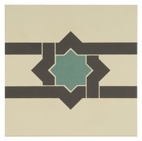 Iberian Border Dark Jade and Dark Grey on White, 151 x 151 x 9