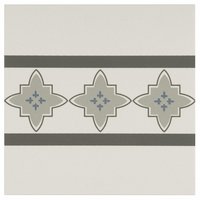 Marrakech Border Light Blue, Light Grey and Dark Grey on Dover White, 151 x 151 x 9